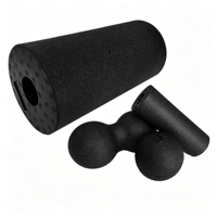 Juego de Rodillos de Espuma Crazy Fit Massage de Alta Densidad, Ecológicos, Duraderos y Cómodos, EPP, Portátiles, Firmeza Manual, Diseño Liso, Color Negro