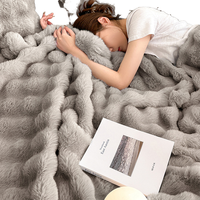 Schwere Luxus-Kaninchen-Kunst pelz decke No-Shedding Verdickte gestrickte feste Winter bettdecke Blase für gewichteten Wurf für
