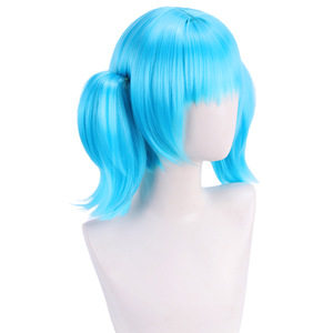 Fiesta de Halloween Anime <span class=keywords><strong>Sally</strong></span> <span class=keywords><strong>Face</strong></span> Cosplay azul Cola de Caballo peluca - Product Image 3