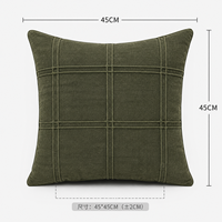 Housse de coussin décorative en polyester vert olive texturé, motif quadrillé, 45x45cm, pour canapé et décoration intérieure