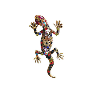 Nouveau Gecko Cornice Animal Lézard Broche Plein Diamant Alliage Hommes et Femmes Vêtements Accessoires - Product Image 5