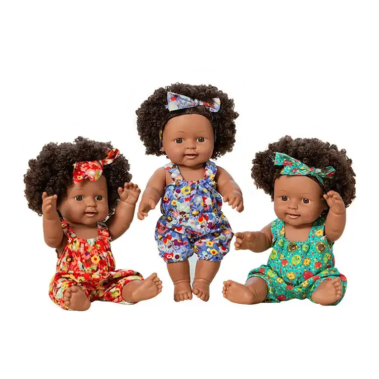 卸売カスタムファッションシリコンアフリカ系アメリカ人生まれ変わったビニール人形黒人形子供用黒赤ちゃん人形女の子用