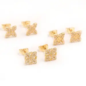 New Arrival 18K Gold Plated CZ Zircon Earrings Vintage Design Irish Celtic Knot Stud Earrings Fashion Female Jewelry