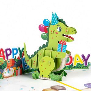 Nouvelle carte de vœux créative 3D pour enfants, motif dinosaure mignon, carte pop-up d'anniversaire - Product Image 4