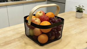 <span class=keywords><strong>Panier</strong></span> <span class=keywords><strong>de</strong></span> rangement vintage en métal maillé avec poignée en bois, bac organisateur décoratif portable pour la maison, la <span class=keywords><strong>salle</strong></span> <span class=keywords><strong>de</strong></span> <span class=keywords><strong>bain</strong></span> et la cuisine - Product Image 6
