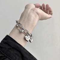 À la mode Vente Chaude Amour Hip Hop Bracelet Femmes Perles Rondes Style Romantique En Acier Inoxydable Bracelet Accessoires