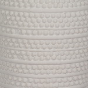 Vaso in ceramica testurizzata con bordo in metallo e accenti a punti in rilievo per l'arredamento del soggiorno. - Product Image 4