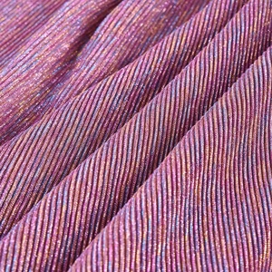 Tissu plissé composite en maille métallisée brillante en polyester 100% <span class=keywords><strong>Lurex</strong></span> pour vêtements - Product Image 2