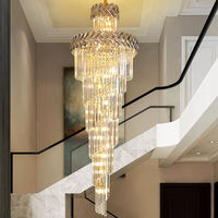Lustres en cristal en spirale longs et grands, modernes, suspendus, pour escalier, éclairage LED de luxe, pour la protection des yeux, pour mariage, maison et restaurant