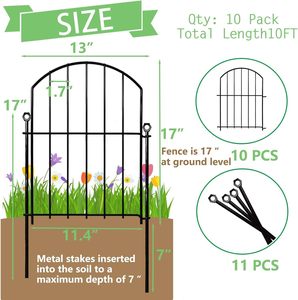 Clôture de jardin décorative en métal antirouille sans creuser, barrière arquée pour animaux, bordure de parterre de fleurs, pour cour, patio, extérieur, ornementale - Product Image 2