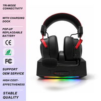 Casque de jeu sans fil RGB avec station de charge rechargeable, batterie remplaçable, son immersif, micro clair, vente en gros OEM ODM