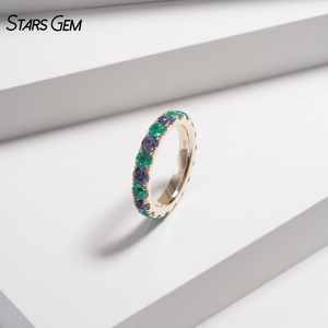 แหวนพลอยสีเขียวมรกตทรงบริลเลียนต์คัท 3.5 มม. 3.62 กะรัต จาก StarsGem ตัวเรือนทองคำแท้ 14K สีเหลืองทอง สไตล์วินเทจ เหมาะสำหรับงานหมั้น งานแต่งงาน และงานเลี้ยง สำหรับทั้งผู้หญิงและผู้ชาย - Product Image 1