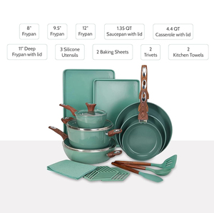 High Quality Cooking <b>Pots</b> And Pans Glass Lids Wooden Handles Dishwasher Oven Safe Gas <b>Induction</b> Stoves Ceramic Cookware Set - Product Image 5