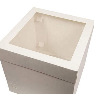 Boîte à gâteau en carton blanc de qualité <span class=keywords><strong>alimentaire</strong></span> avec fenêtre sur le dessus <span class=keywords><strong>pour</strong></span> anniversaire, mariage et fête - Product Image 1