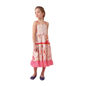 Robes florales décontractées pour filles, vêtements pour enfants, fabricants personnalisés, collection d'été, 2020