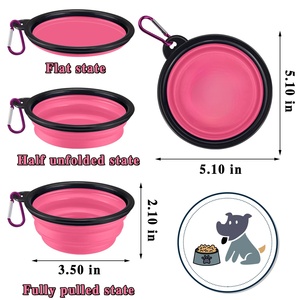 Vente en gros OEM/ODM de bols de voyage imperméables pour chats, bols pliables en silicone colorés pour animaux de compagnie, portables pour l'extérieur, avec logo personnalisé - Product Image 2