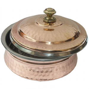 Hammered Copper Rice Dish with Lid Engraving Technique Vintage Style Durable for Party Home Hotel & Restaurant Use - Product Image 1