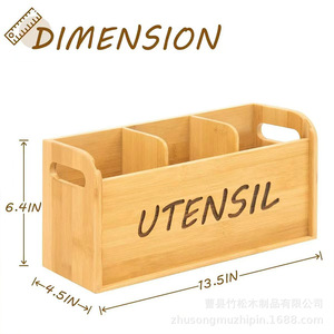 Boîte de rangement pour ustensiles de cuisine en bois, organisateur de bureau en bois massif, style scandinave - Product Image 5
