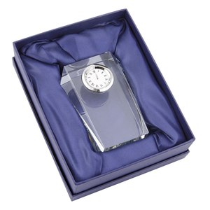 Crystal Desk <b>Clock</b> 115X85X30 Mm With Roman Numerals <b>Silver</b> Frame - Product Image 3