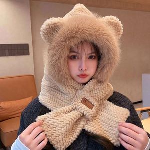 <b>Cute</b> <b>Bear</b> Head Warmer Plush Beanie Hat Scarf Winter Cycling Warm Windproof Ear protection Gloves Common Wholesale - Product Image 2