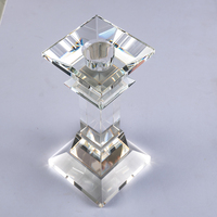 Porte-bougie en cristal transparent, colonne carrée, collier octogonal biseauté, base conique, chandelier moderne pour la décoration de la maison, table à manger
