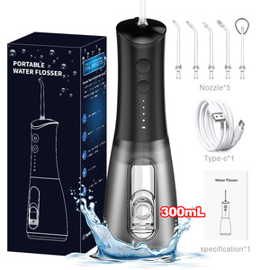 Brossette à dents électrique sans fil portable 300ML pour irrigateur buccal, irrigateur <span class=keywords><strong>dentaire</strong></span> en plastique noir, soin des gencives <span class=keywords><strong>et</strong></span> des dents, <span class=keywords><strong>jet</strong></span> d'eau - Product Image 1