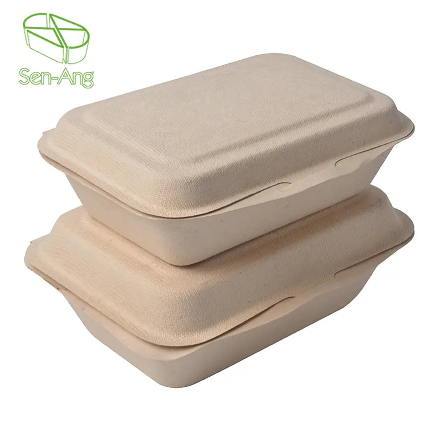 SenAng02 Produk Laris Bneto Mengambil Bento Triple Cell Sugarcane Pulp Clamshell Cake ClamShell