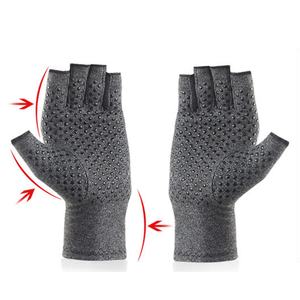 Sarung tangan kompresi Arthritis tembaga rami abu-abu sarung tangan Anti radang sendi sarung tangan pereda nyeri tangan bengkak dan terowongan karpal tanpa jari - Product Image 2