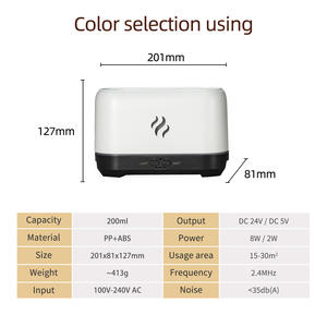 Humidificateur à flamme simulée 200 ml, diffuseur d'huiles essentielles avec lumière LED, usage domestique, style nordique, commande tactile - Product Image 5