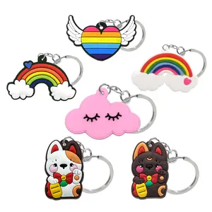 Keychain Rainbow Cartoon Figure Keyrings Magic Movie Key Chains Cute Key Holder Fit Kids Children Bag Trinket Custom Wholesale