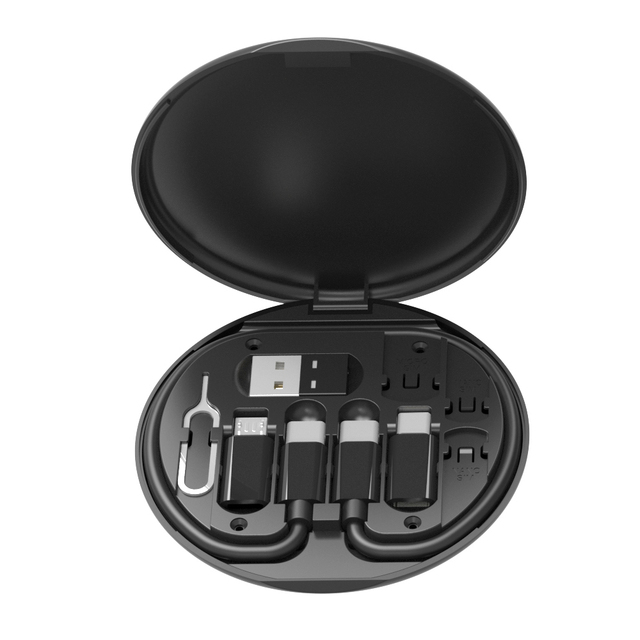 Multi-Functional Data Cable Storage Box Portable 60W Fast Charging Mobile Phone Holder Multi-Head Adapter Set Data Cable Kit