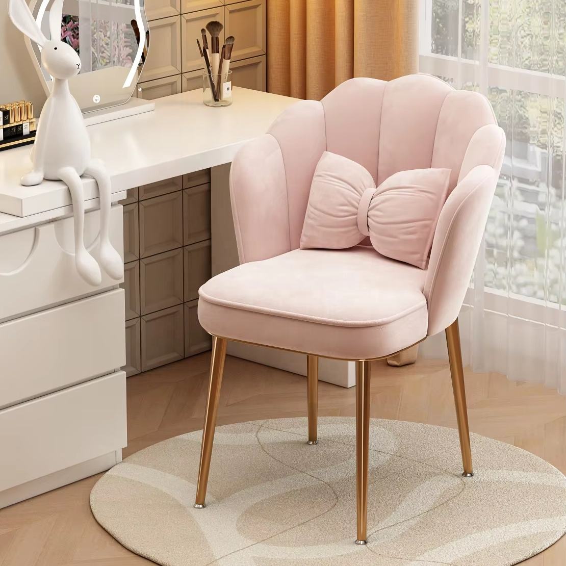 Pink Shell Pink Chair Dressing Table Light Pink Velvet Shell Back