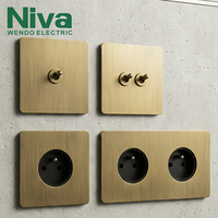 Interrupteur mural Niva, norme européenne, panneau en acier inoxydable OEM, solutions électriques, boîte ronde française européenne