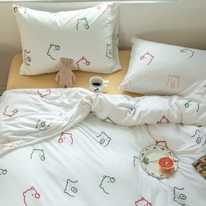 100% dệt kim bông Duvet cover <span class=keywords><strong>Set</strong></span> in phim hoạt hình mô hình mềm được trang bị tấm ga trải giường với gối bao gồm Duvet cover - Product Image 3