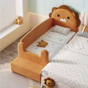 Letto singolo moderno in legno JINS Little Lion per bambini, con protezione laterale e sponda di sicurezza, per uso in camera da letto. - Product Image 1