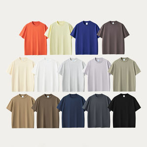Hot Unique Design Mode Casual 305g 100% Coton O Cou Couleur Unie Surdimensionné T-shirt Unisexe - Product Image 5