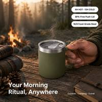 Mug à café en acier inoxydable à double paroi sans BPA de 12 oz, gravure au laser du logo, gobelet isotherme pour la bière, pour le bureau, la maison, le camping