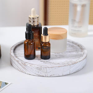 Wooden Round Desktop <b>Storage</b> <b>Tray</b> For Toiletries And Decor Multifunctional Solid Wood Base - Product Image 3