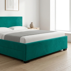 Willsoon <span class=keywords><strong>Letto</strong></span> Contenitore Personalizzato <span class=keywords><strong>Verde</strong></span> Queen/King con Ottomana Idraulica, Struttura in Velluto Morbido, 4 Cassetti, Ruote e <span class=keywords><strong>Testiera</strong></span> con Materasso - Product Image 5
