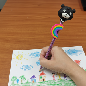 New Arrival HAUHWA HHPE03 Bear <b>Sharpener</b> Pencil Topper Glitter Pencil Barrel <b>Sharpener</b> + Eraser + Pencil Bundle for Office - Product Image 2