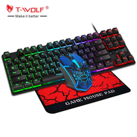 Vente flash - Clavier et souris de jeu TWOLF TF260 3-en-1 avec rétroéclairage LED 87 touches, interface USB étanche, 3000 DPI
