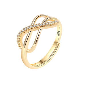 Vendita calda S925 anello a forma di argento puro infinito 8 semplice gioiello di lusso 'amore infinito' tempestato di diamanti per matrimoni - Product Image 4
