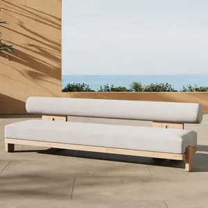 أريكة خشبية مخصصة من FERLY من خشب الساج الأصلي للأثاث الخارجي للحدائق أرائك فناء للأماكن المكشوفة للحدائق