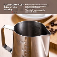 Pichet à lait en acier inoxydable écologique exclusif transfrontalier pour latte art, ustensile de mousseur à café avec bec verseur 350ml 600ml