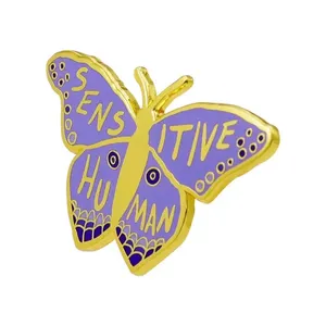 तितलियों घाटी के मुंह हार्ड तामचीनी पिन कस्टम लिली बेल ब्रोच कार्टून बैंगनी कीट पशु तामचीनी पिन के लिए उपहार