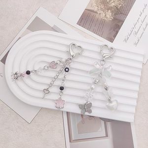 Porte-clés Fraise Rose Mignon Y2K, Pendentif Nœud Fleur Cœur, Breloques de Sac, Accessoires Esthétiques Kawaii pour Femmes - Product Image 2