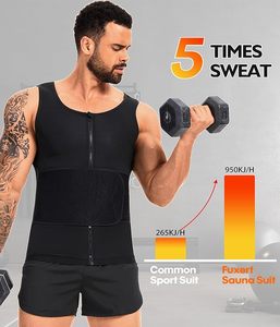 Gilet de sauna pour hommes, gilet amincissant, chemise de sudation zippée, débardeur de sudation pour la graisse abdominale - Product Image 6