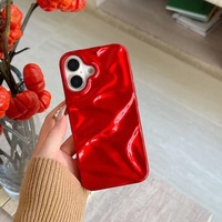 Funda para Teléfono HMJ con Purpurina Antiarrugas, TPU Galvanizado Rojo, para iPhone 17 16 15 14 13 12 11 Pro Max Plus, para iPhone 17 Pro Max, OEM