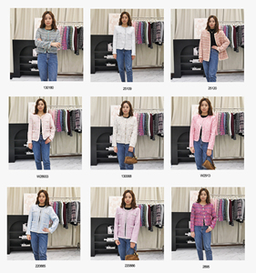 DS28223 Elegante Giacca Formale Autunnale in Tweed con Ricami, Collo Tondo, Fatta a Mano, Rosa con Bottoni Dorati a Fiore, <span class=keywords><strong>Blazer</strong></span> da Donna in Stile Parigino - Product Image 3