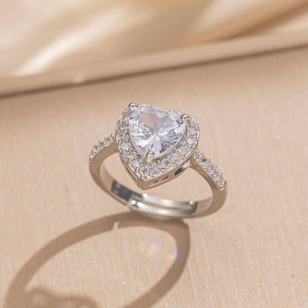 Bague coeur blanc argent 8852